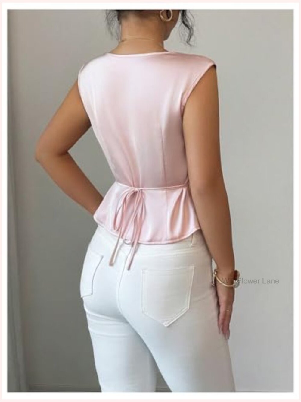 Satin Draped Cowl Neck Sleeveless Blouse Dressy Top - Picture 3 of 5